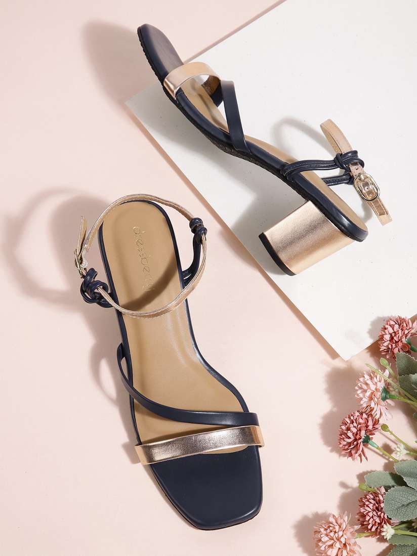 Dressberry Navy Blue Heeled Boots DressBerry Women Navy Blue Solid