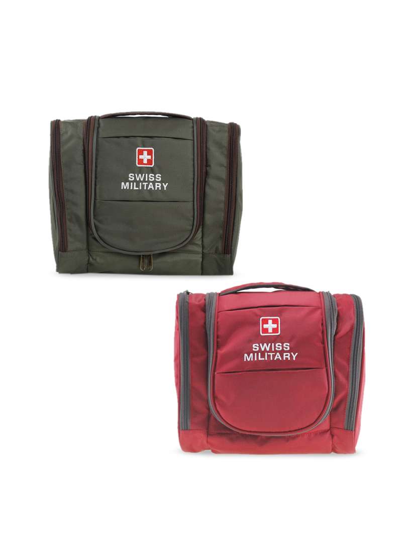 Buy SWISS MILITARY Green Red Set Of 2 Polyester Toiletry Bag Travel Kit for Unisex 17095934 Myntra