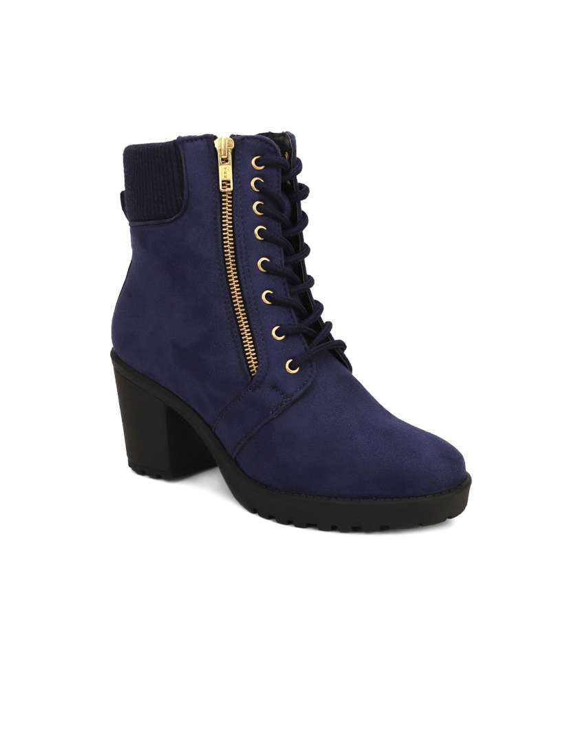 Buy The Roadster Lifestyle Co Woman Navy Blue Suede Flat Boots Boots for Women 17101572 Myntra