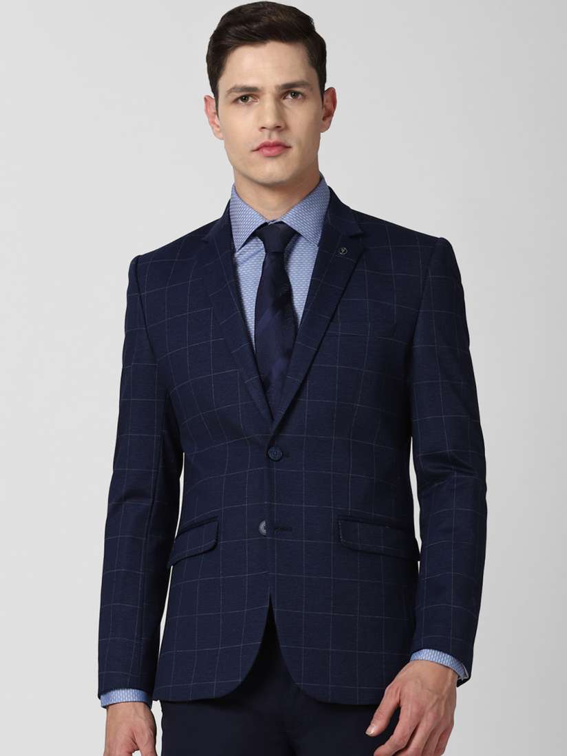 Van heusen navy blue blazer sales