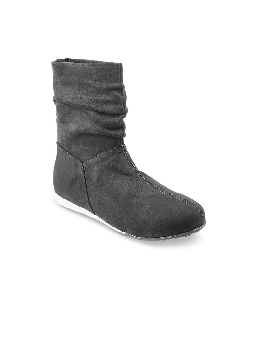Buy Metro Women Grey High Top Flat Boots Boots for Women 17118254 Myntra