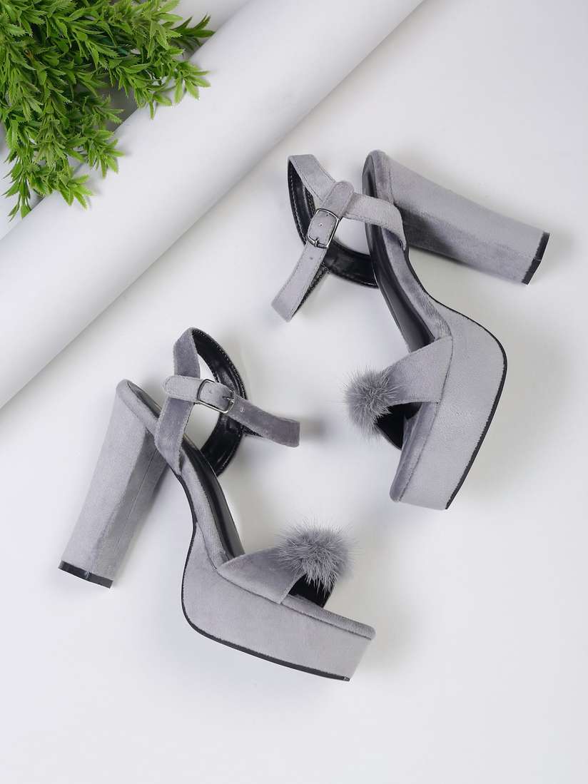 Block Heels Grey Suede Sandal Heels Frontwalk Women High Heels Chunky Heel  Block Heeled Sandals Ankle