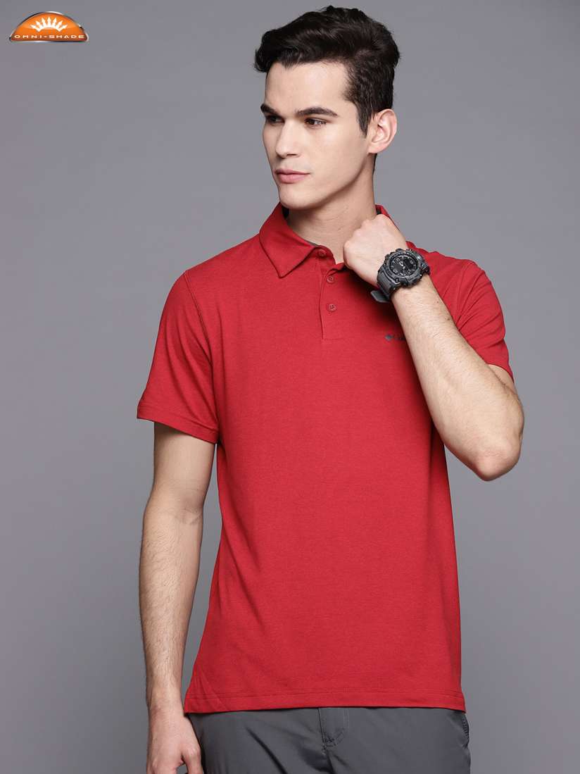 Buy Columbia Men Red Polo Collar Dry Tech Slim Fit Hiking T shirt Tshirts for Men 17121022 Myntra