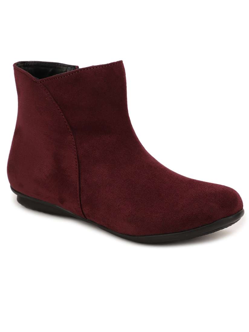 Maroon flat boots new arrivals