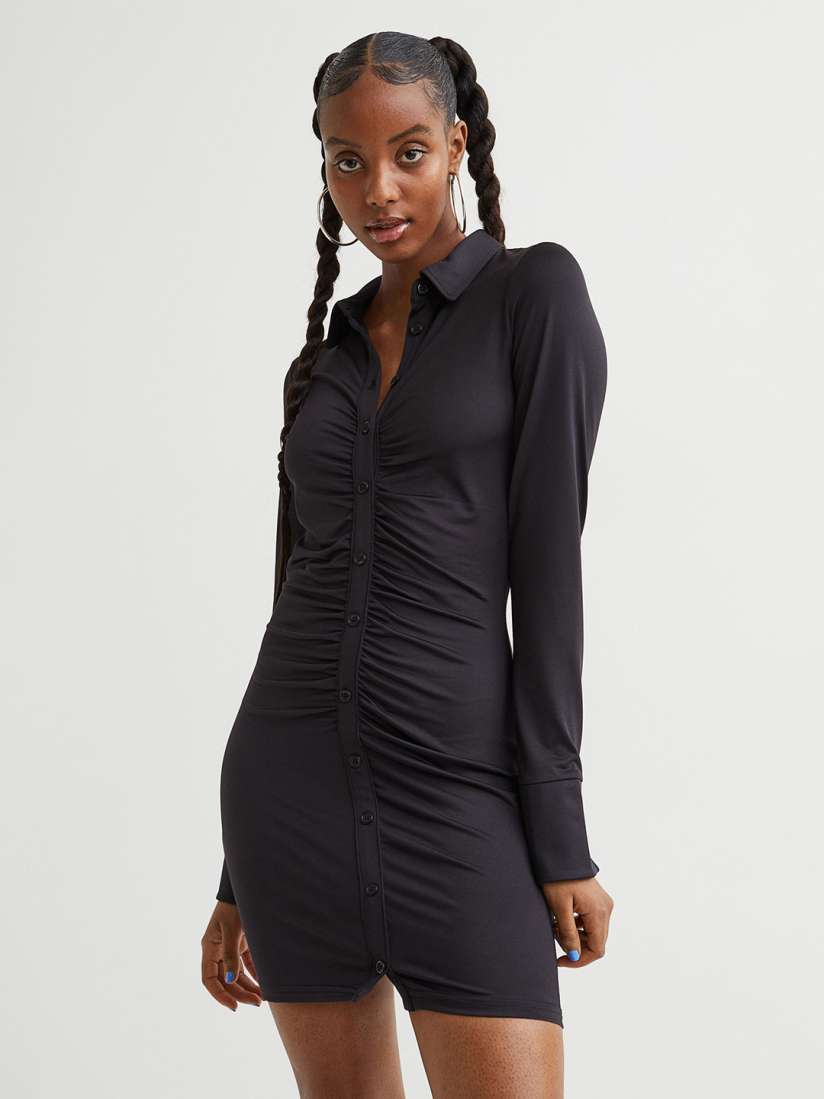 H&m shirt dress black 2025