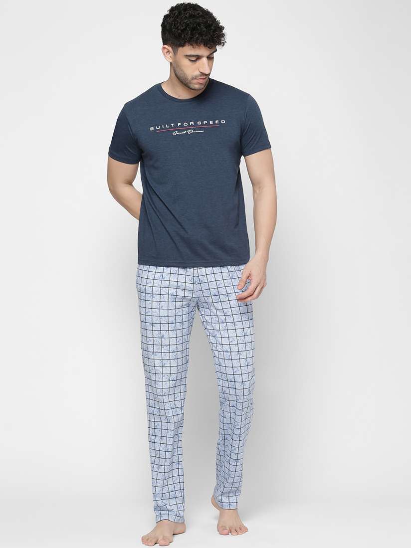 Buy Sweet Dreams Men Navy Blue Grey Printed Night Suit Night suits for Men 17128620 Myntra
