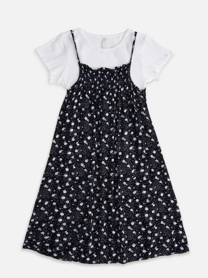 Buy Pantaloons Junior Black White Floral Printed A Line Dress Dresses for Girls 17129954 Myntra