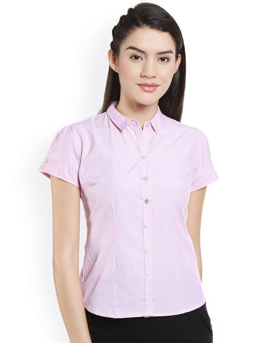 Style Quotient Pink Button Up Short Sleeve Shirt Mens Macho Pink