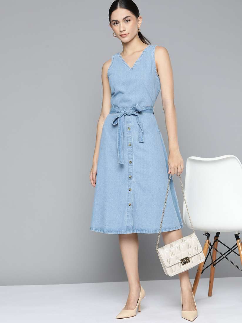 Myntra denim dress cheap