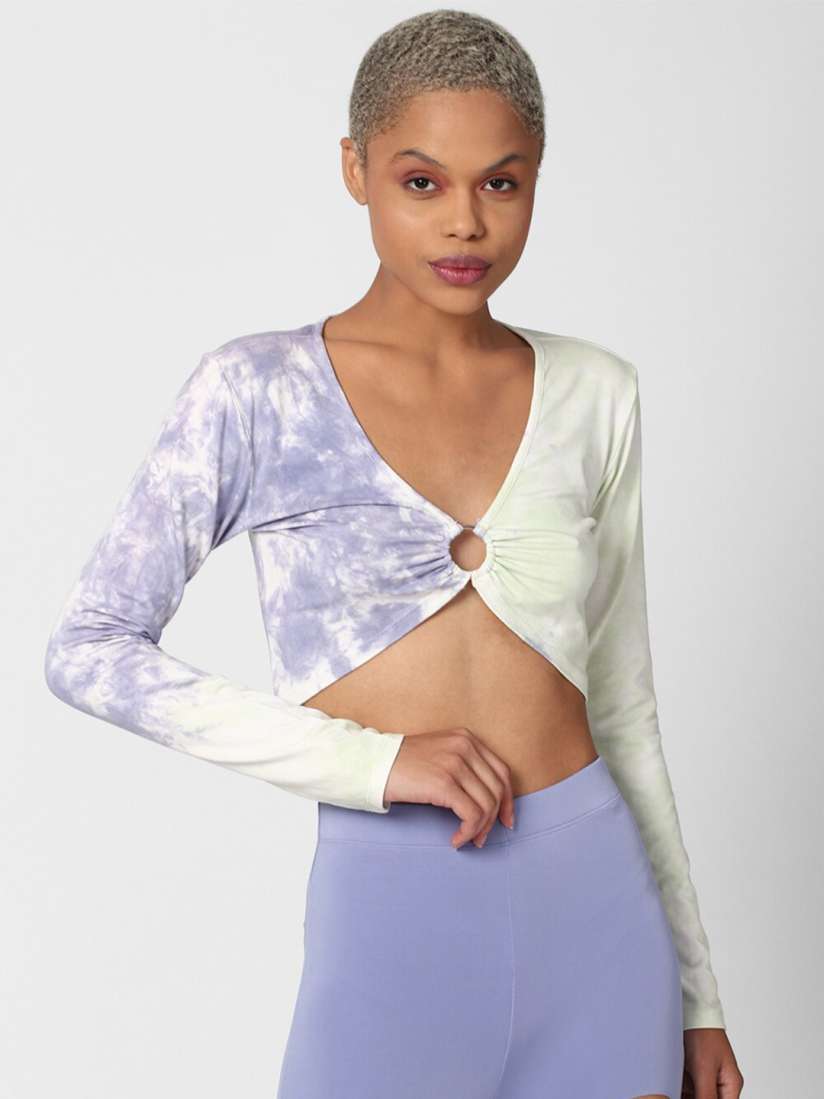 Buy FOREVER 21 Off White Purple Tie Dye Printed Crop Top Tops for Women 17139432 Myntra