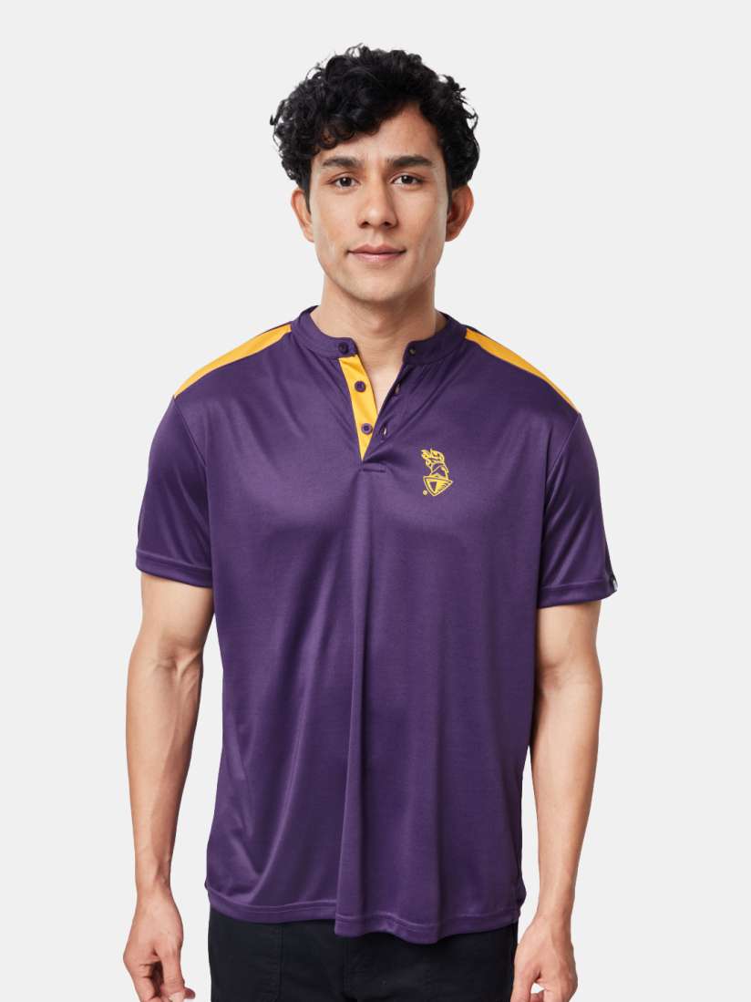 Purple and yellow polo shirt store