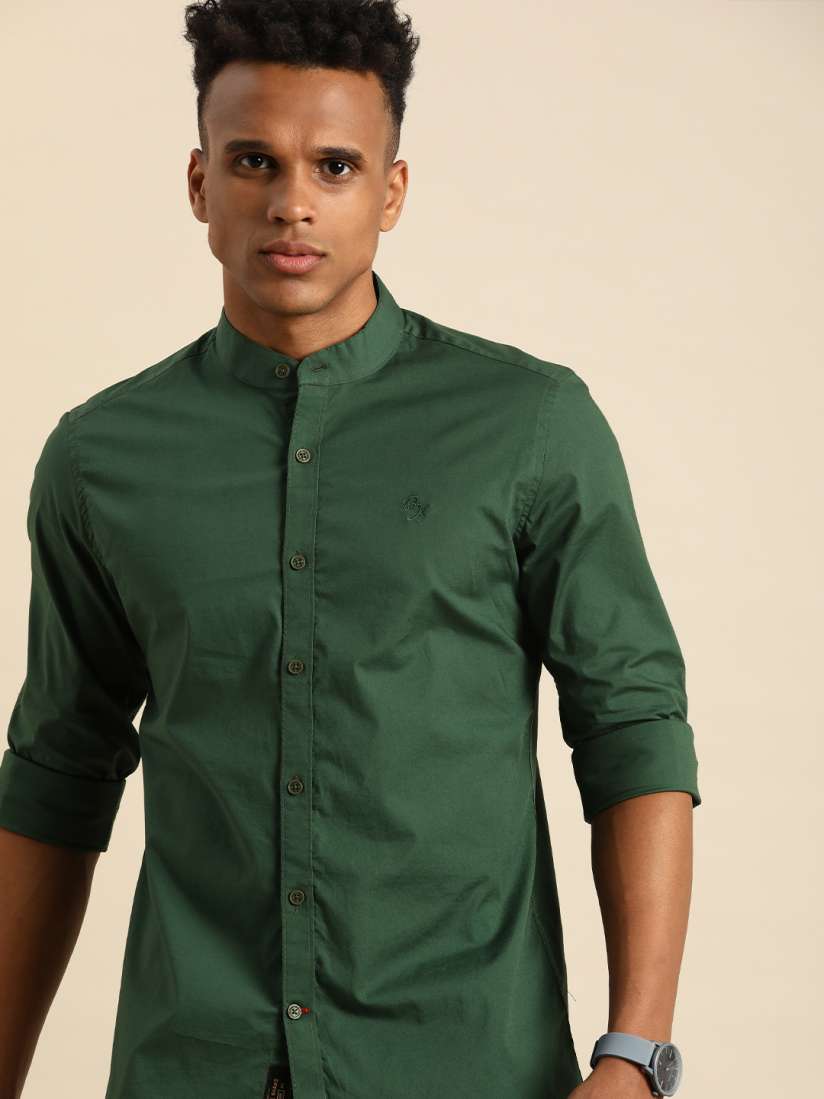 Dark green casual shirt sale