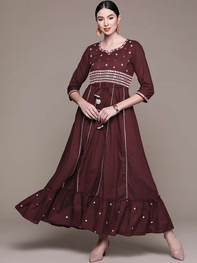 Maroon ethnic gown clearance