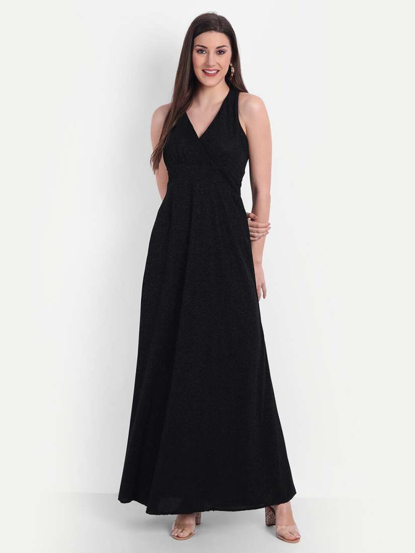 Myntra black maxi dress clearance