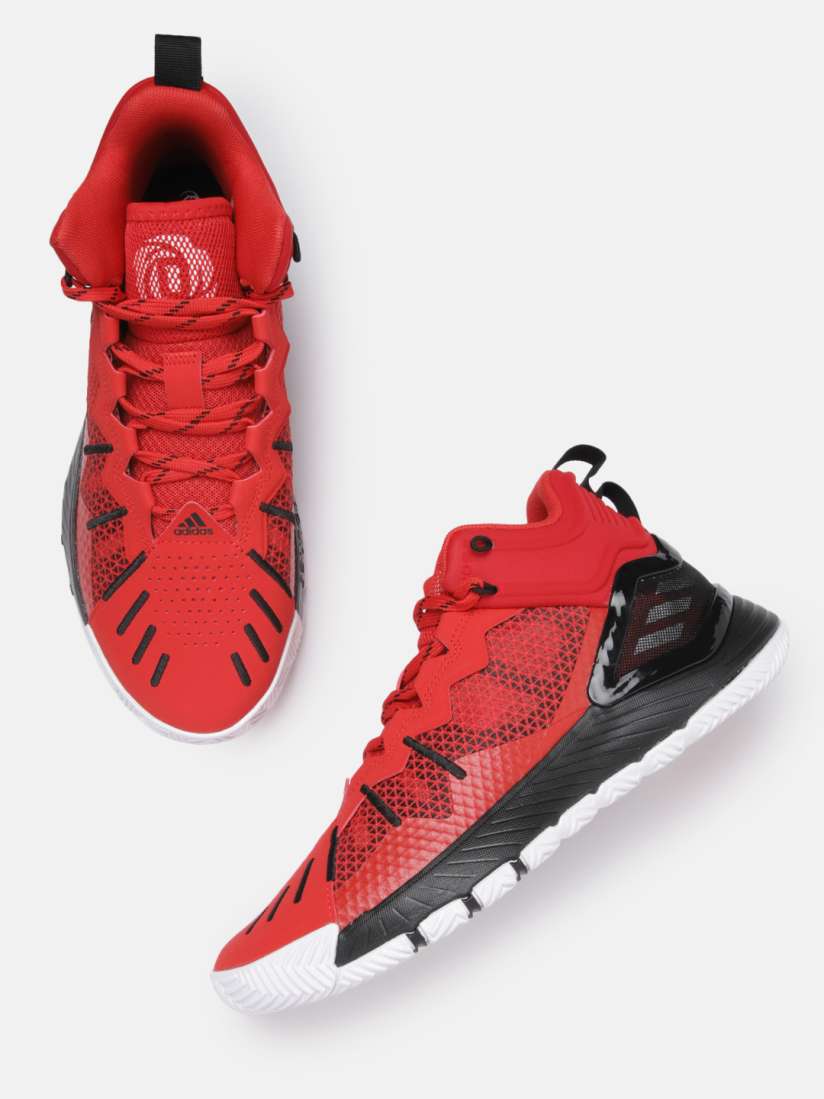 ADIDAS Unisex Red Woven Design D Rose Son of Chi Mid-Top Basketball Shoes
