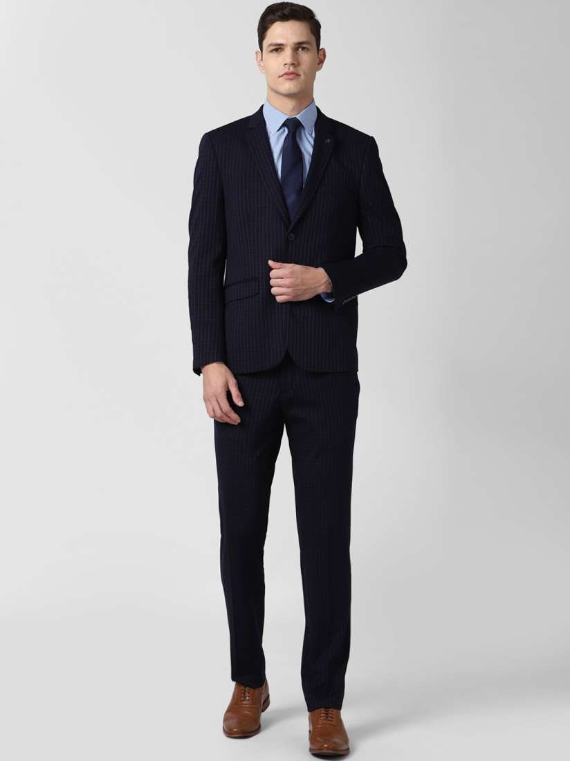 Buy Van Heusen Men Navy Blue Checked Two Piece Suit Suits for Men 17152064 Myntra