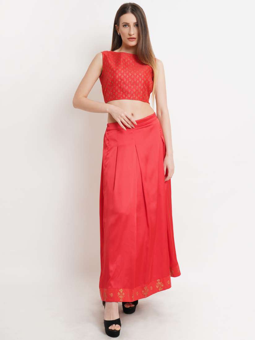 Buy Purple State Women Red Printed Crop Top with Skirt Co Ords Co Ords for Women 17152138 Myntra