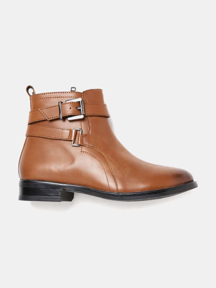 Buy Roadster Women Tan Brown Mid Top Genuine Leather Flat Boots Boots for Women 1715347 Myntra