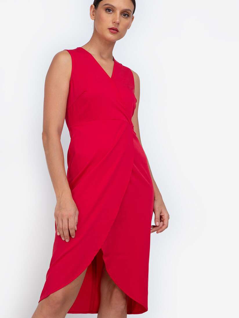 Buy ZALORA WORK Red Front Wrap Dress Dresses for Women 17158712 Myntra