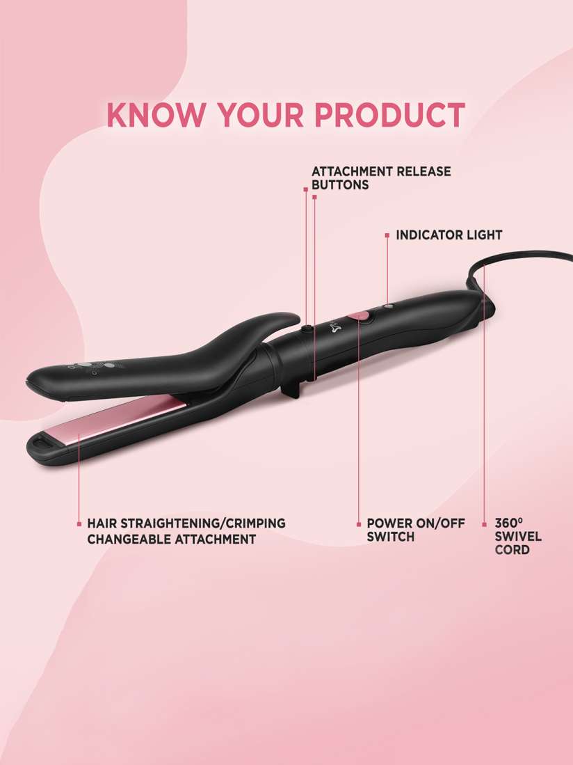 Buy SYSKA 5 in 1 Straightener Curler Conical Curler Crimper Volume Comb HS5000K Multi Styler for Women 17160328 Myntra