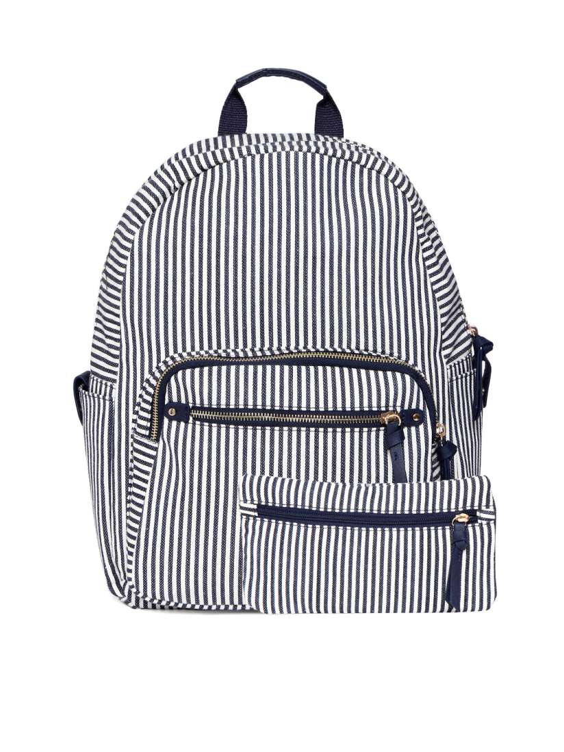 Navy striped backpack discount