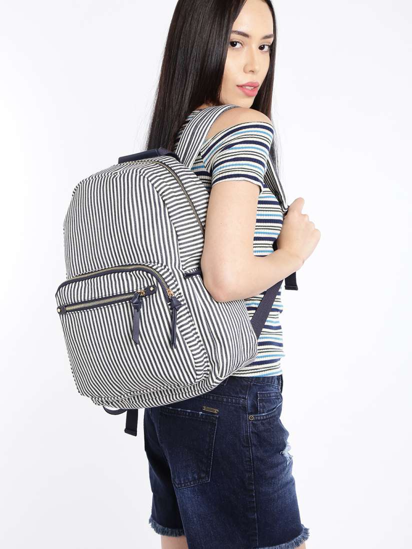 Buy Accessorize Women White Navy Striped Backpack with Pouch Backpacks for Women 1716136 Myntra