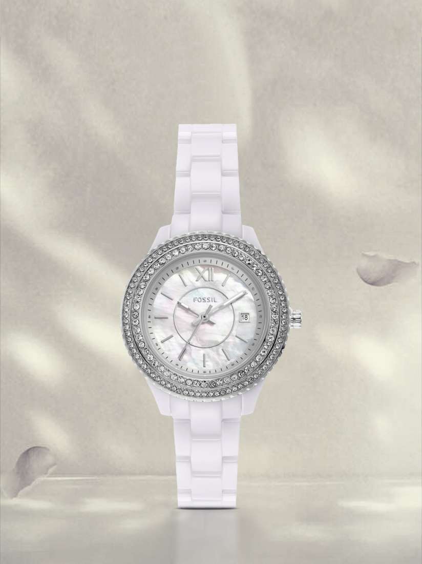 Women's white ceramic fossil watch on sale