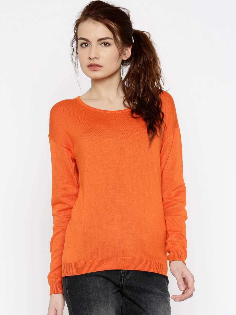 Ladies orange sweater best sale