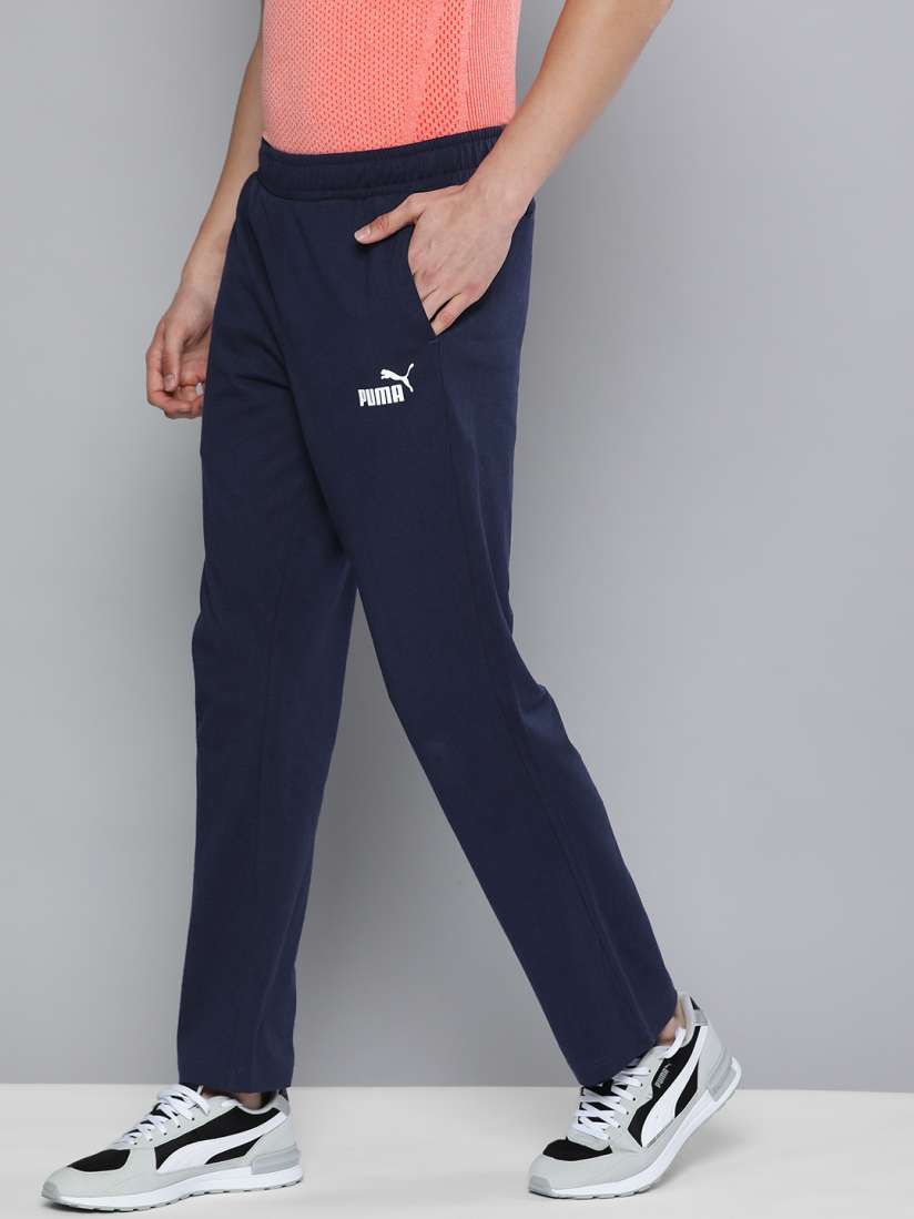 Buy Puma Men Navy Blue Solid Essentials Jersey Pure Cotton Training Track Pants with PUMA Logo Track Pants for Men 17168562 Myntra