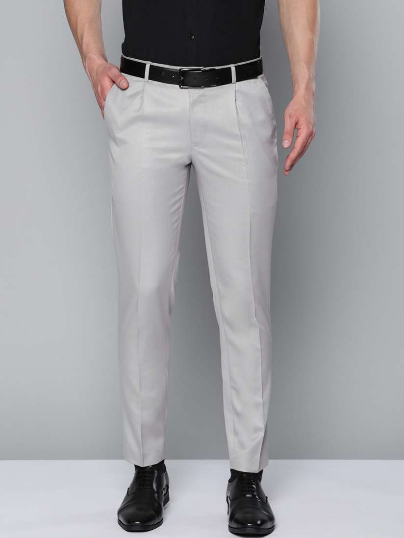 Buy DENNISON Men Grey Smart Tapered Fit Easy Wash Pleated Trousers Trousers for Men 17171058 Myntra