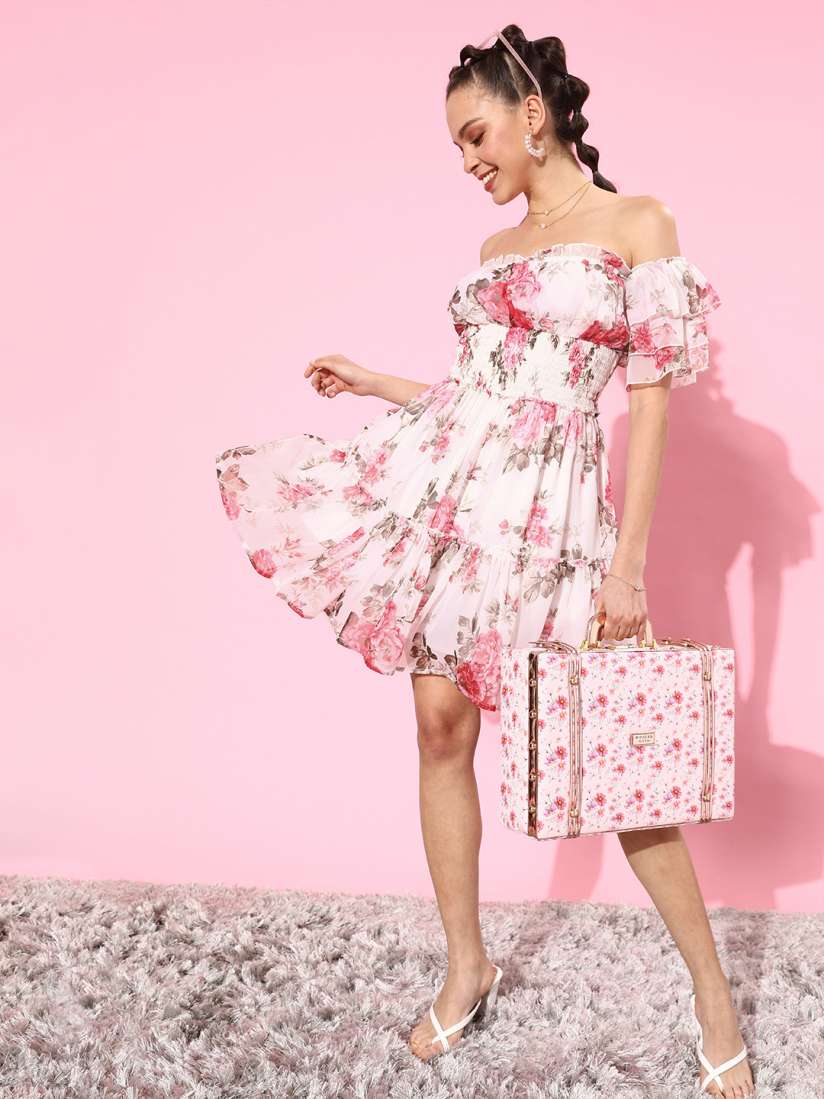 Buy QUIERO Women Classic White Floral Bustier Dress Dresses for Women 17171576 Myntra