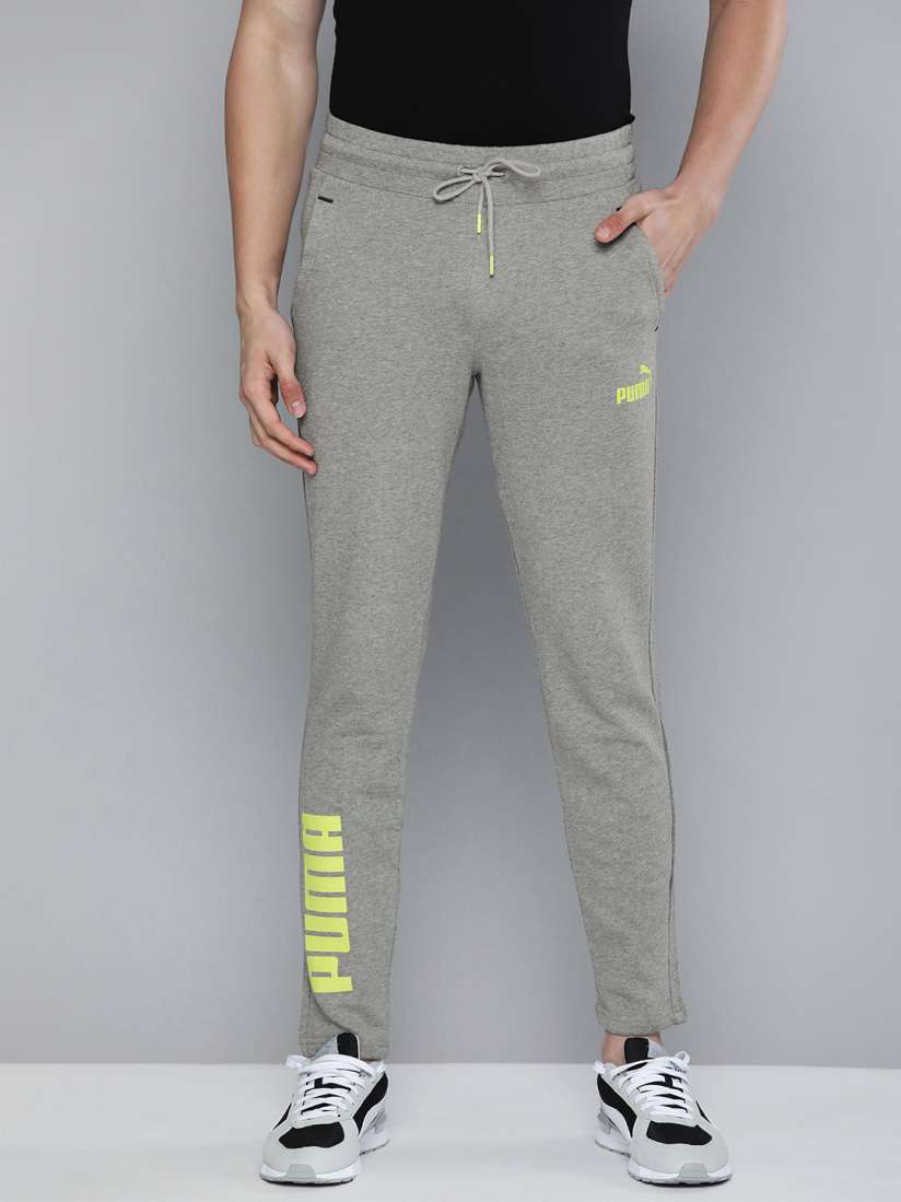 Buy Puma Men Grey Slim Tapered Fit Printed Mid Rise Elasticated Dry Cell Track Pants Track Pants for Men 17174320 Myntra