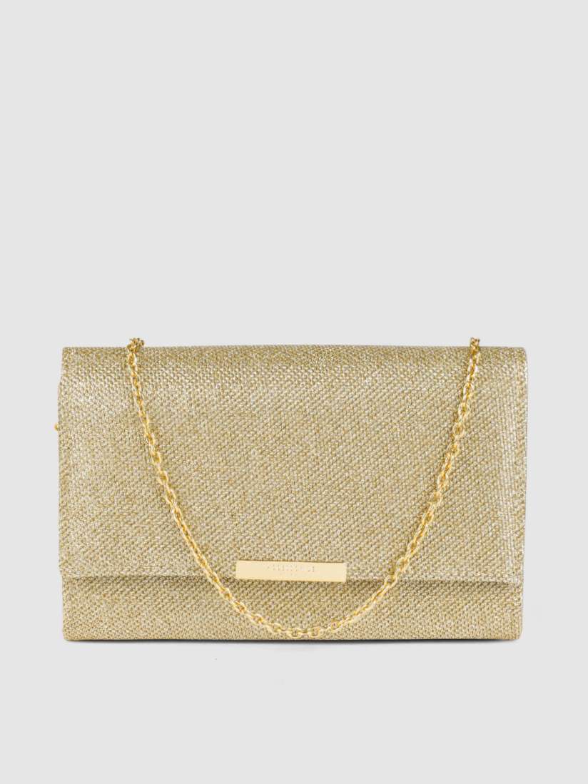 Buy Accessorize London Women s Faux Leather Gold Lurex Box Clutch Party bag Clutches for Women 17174628 Myntra