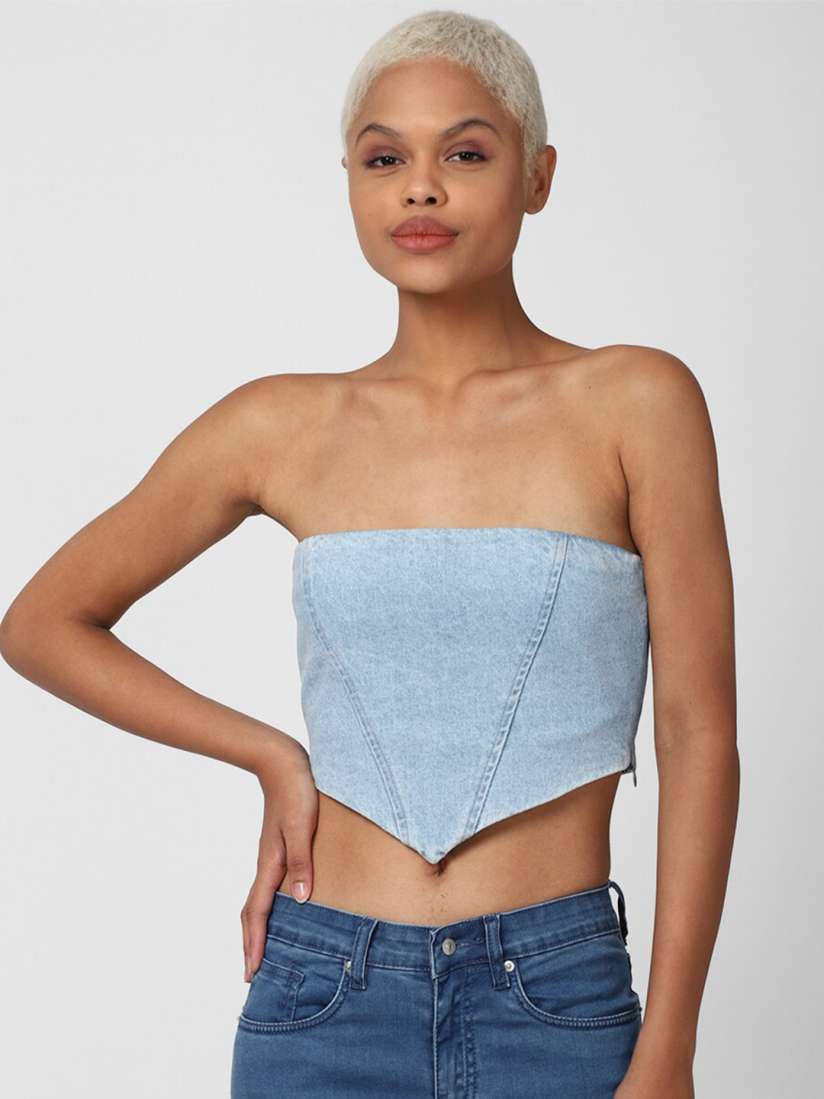 Forever 21 denim crop top deals