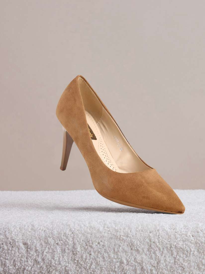 Buy Flat n Heels Khaki Suede Stiletto Pumps Heels for Women 17184686 Myntra