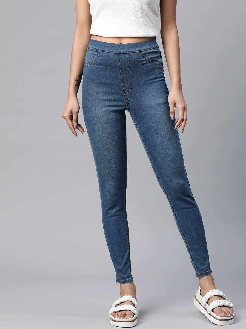 Buy Marks Spencer Women Blue Solid Cropped Jeggings Jeggings for Women 17185044 Myntra