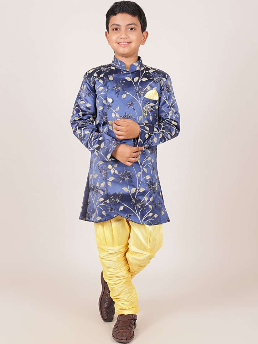 Buy Pothys Boys Yellow Blue Printed Jacquard Sherwani Sherwani for Boys 17187524 Myntra