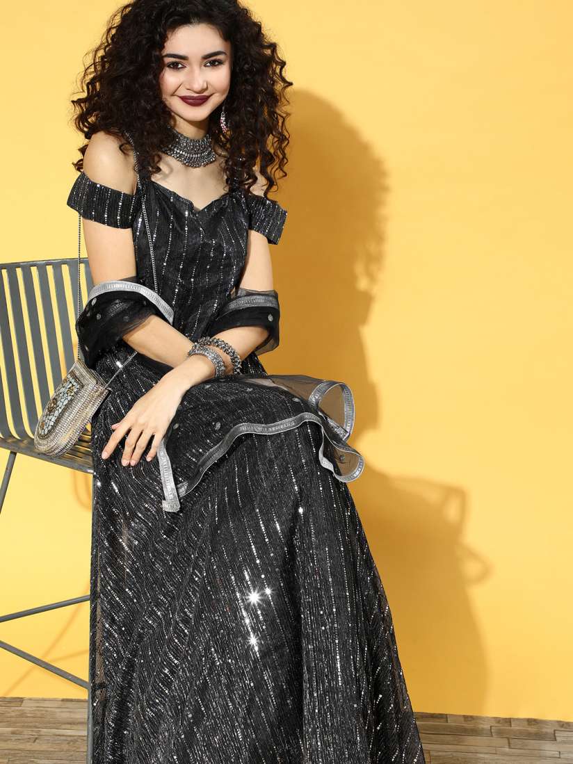 Buy Chhabra 555 Women Stylish Black Striped Gown for Days Ethnic Dresses for Women 17190760 Myntra