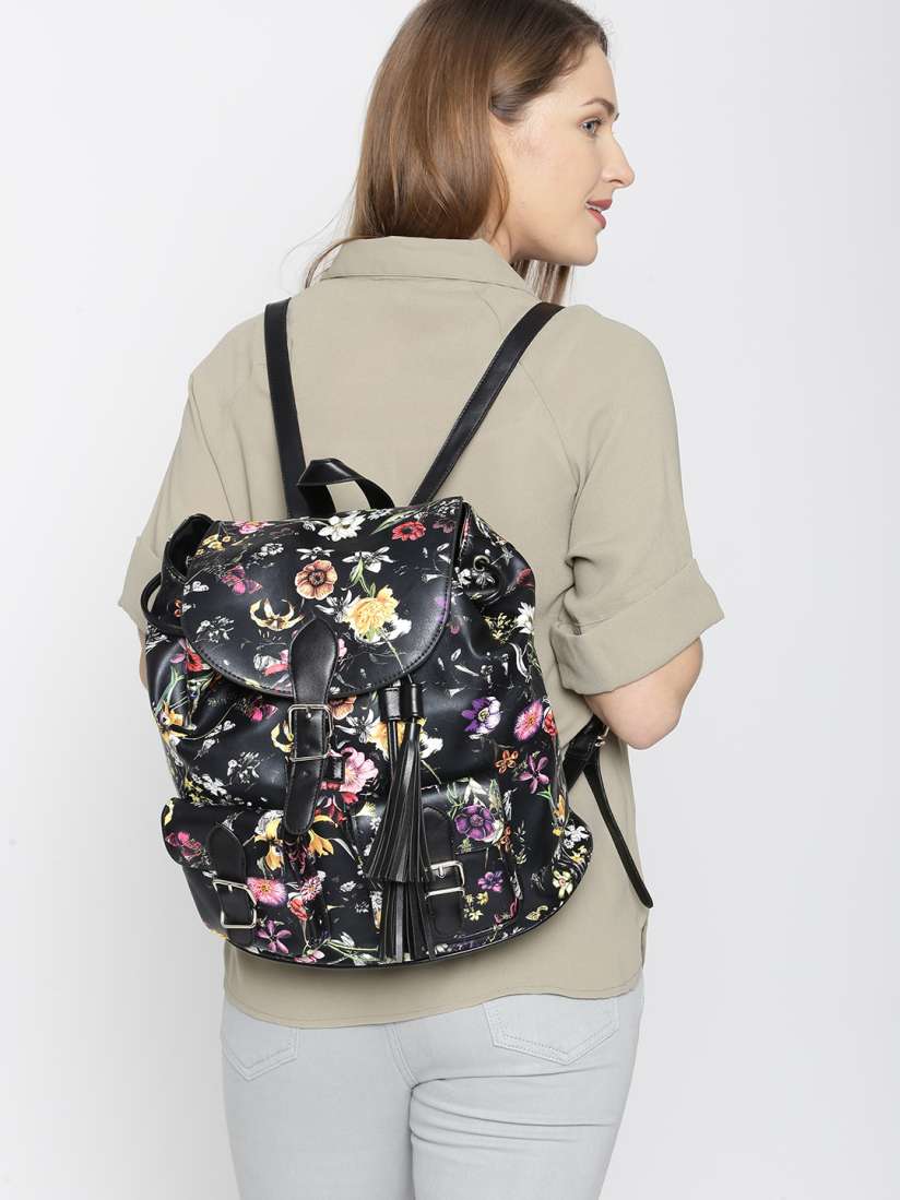 Buy FOREVER 21 Women Black Floral Print Backpack Backpacks for Women 1719116 Myntra