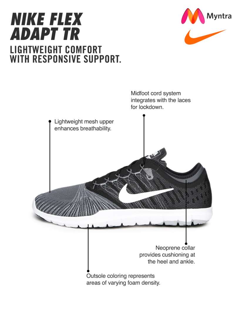 Buy Nike Women Black Grey Flex Adapt Training Shoes Sports Shoes for Women 1719385 Myntra