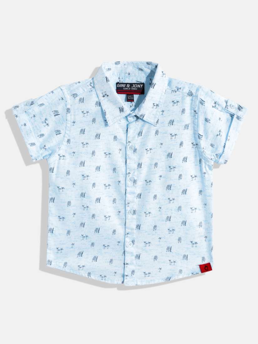 Buy Gini and Jony Infant Boys Blue Printed Pure Cotton Casual Shirt Shirts for Boys 17194390 Myntra