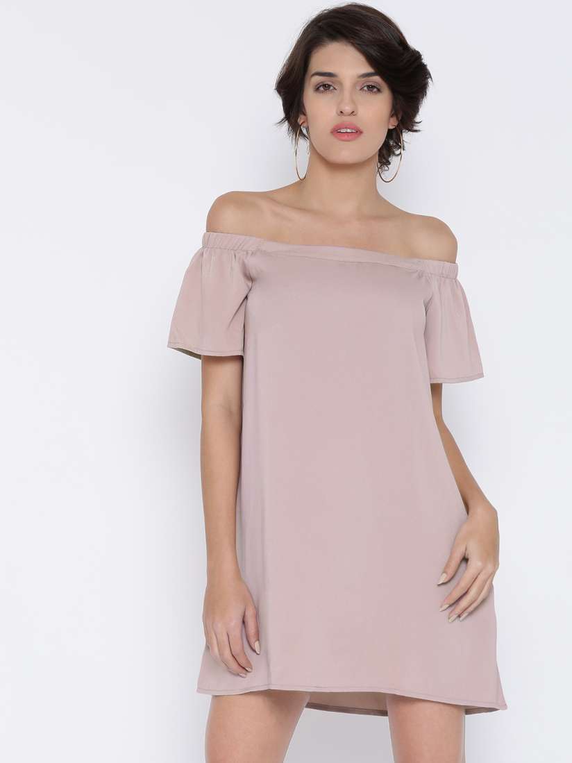 Buy FOREVER 21 Women Mauve Solid Bardot A Line Dress Dresses for Women 1720119 Myntra