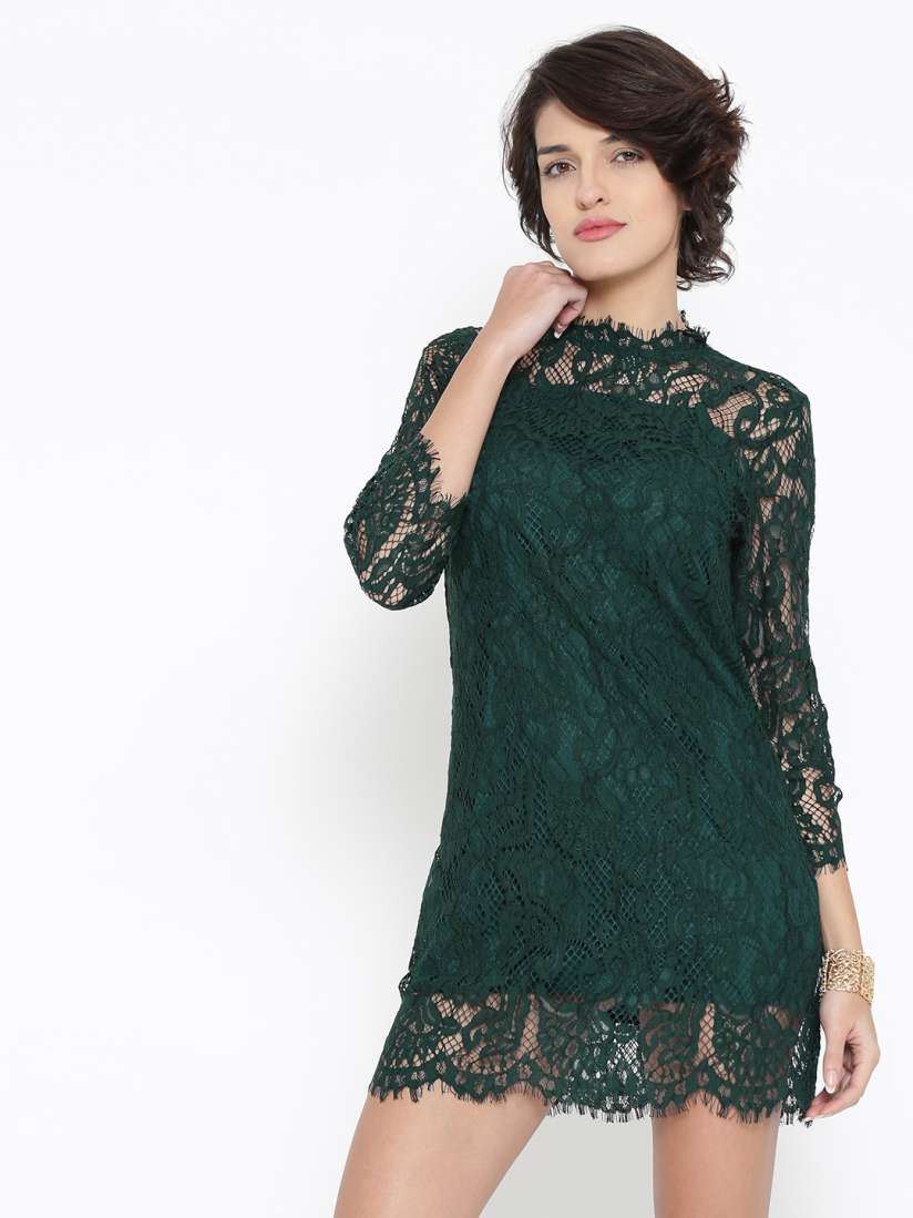 Green lace shift dress shop