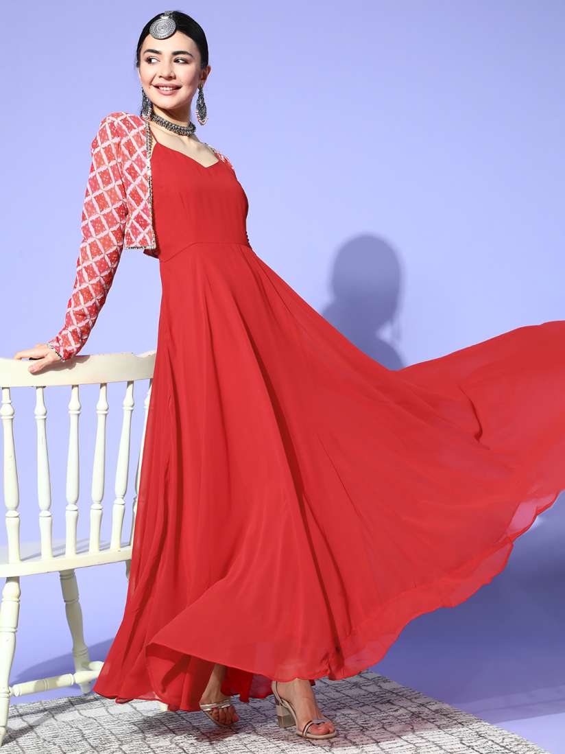 Buy Inddus Women Gorgeous Red Solid Gown for Days Ethnic Dresses for Women 17206430 Myntra