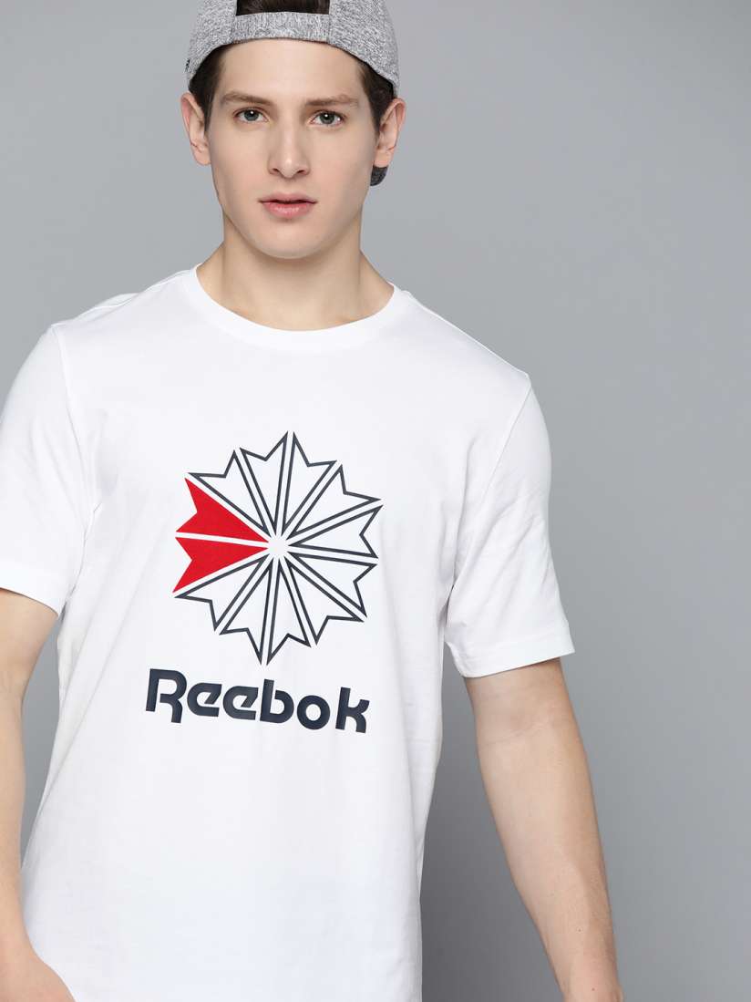 Buy Reebok Classic Unisex White Black Pure Cotton Brand Logo Printed T shirt Tshirts for Unisex 17210154 Myntra