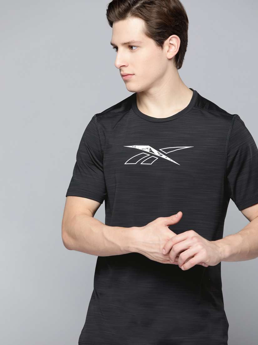 Buy Reebok Men Black Printed Workout Ready Activchill Technology Training or Gym T shirt Tshirts for Men 17210166 Myntra