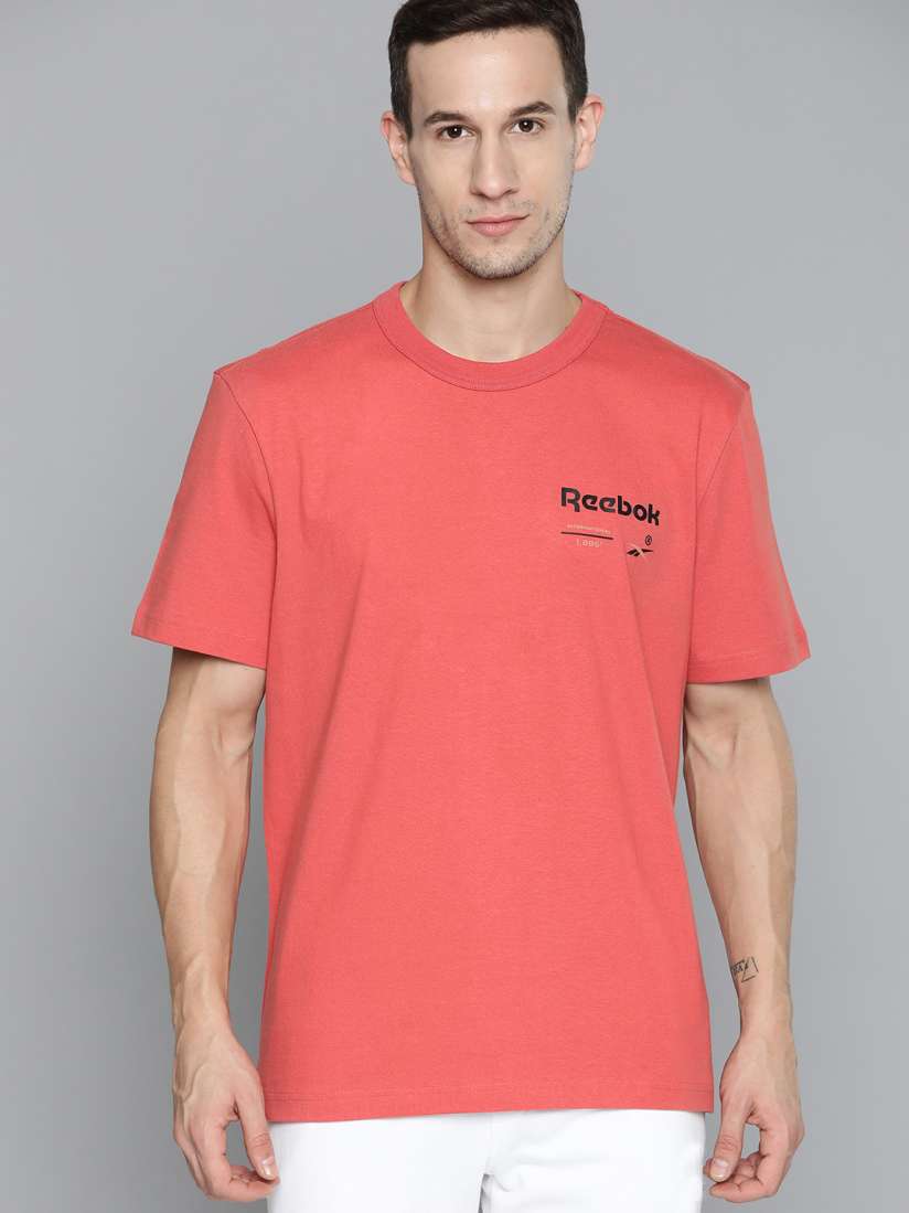 Buy Reebok Classic Unisex Coral Red Pure Cotton Brand Logo Printed T shirt Tshirts for Unisex 17210172 Myntra
