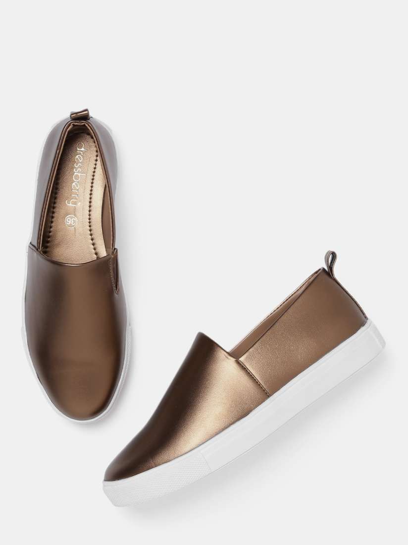 Buy DressBerry Women Bronze Toned Slip Ons Casual Shoes for Women 1722098 Myntra
