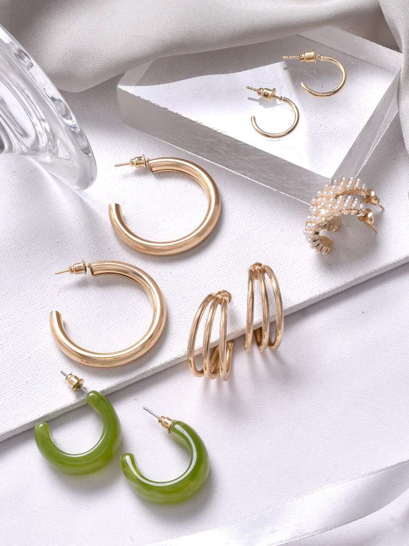Buy JOKER WITCH Gold Toned Contemporary Hoop Earrings Earrings for Women 17225426 Myntra