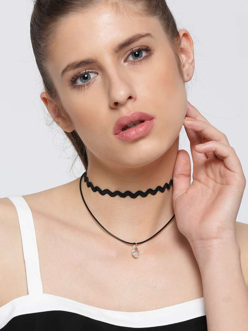 Buy Shining Diva Fashion Black Stone Studded Layered Necklace Necklace and Chains for Women 1722544 Myntra